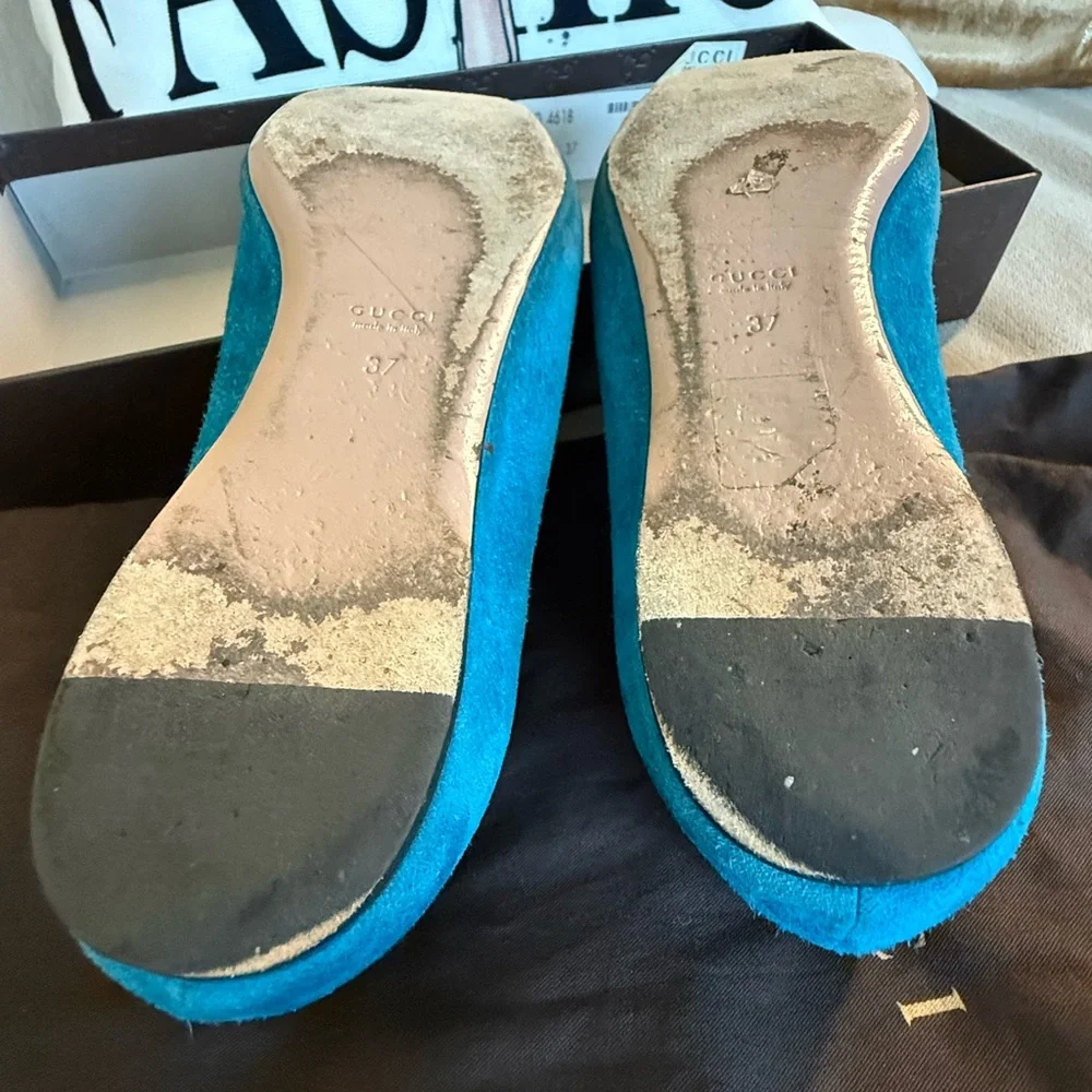 Gucci Turquoise Crystal Embellished Flats - Picture 6 of 8